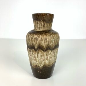 West Germany Vase Brown Beige Small Stamped 523-1B MCM Vtg German Pottery